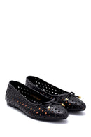 Women's Leather Printed Ballerinas | Derimod