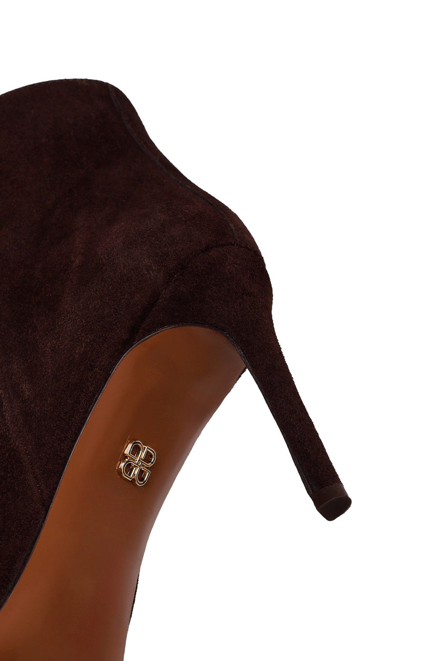 Woman Brown Zip Closure Thin-Heeled Suede Boots