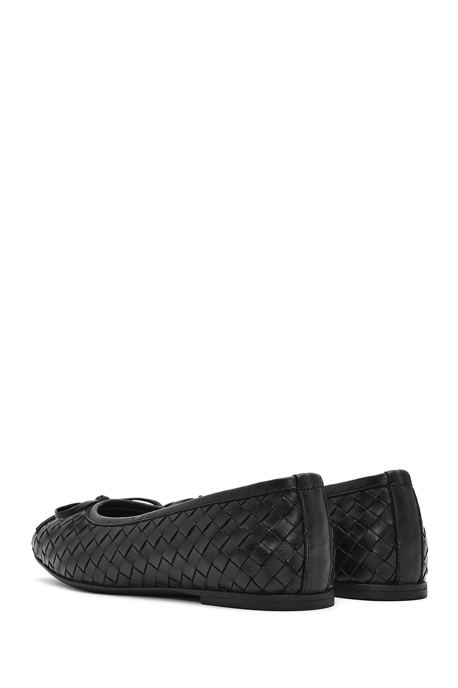 Women's Black Braided Leather Ballerinas