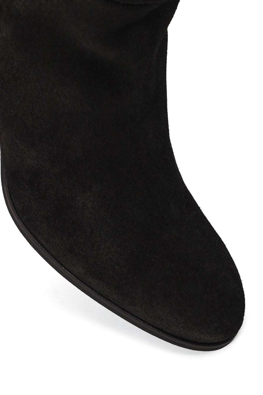 Woman Black Thick-Heeled Suede Boots