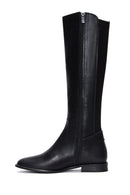 Women's Black Leather Buckle Zippered Boots | Derimod