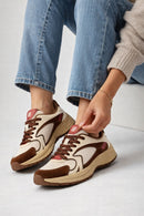 Derimod Studio Kadın Bej Bağcıklı Kalın Tabanlı Sneaker | Derimod