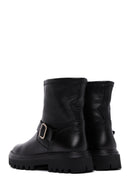 Women's Black Leather Buckle Boots | Derimod