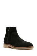 Men's Black Zippered Suede Leather Casual Boots | Derimod