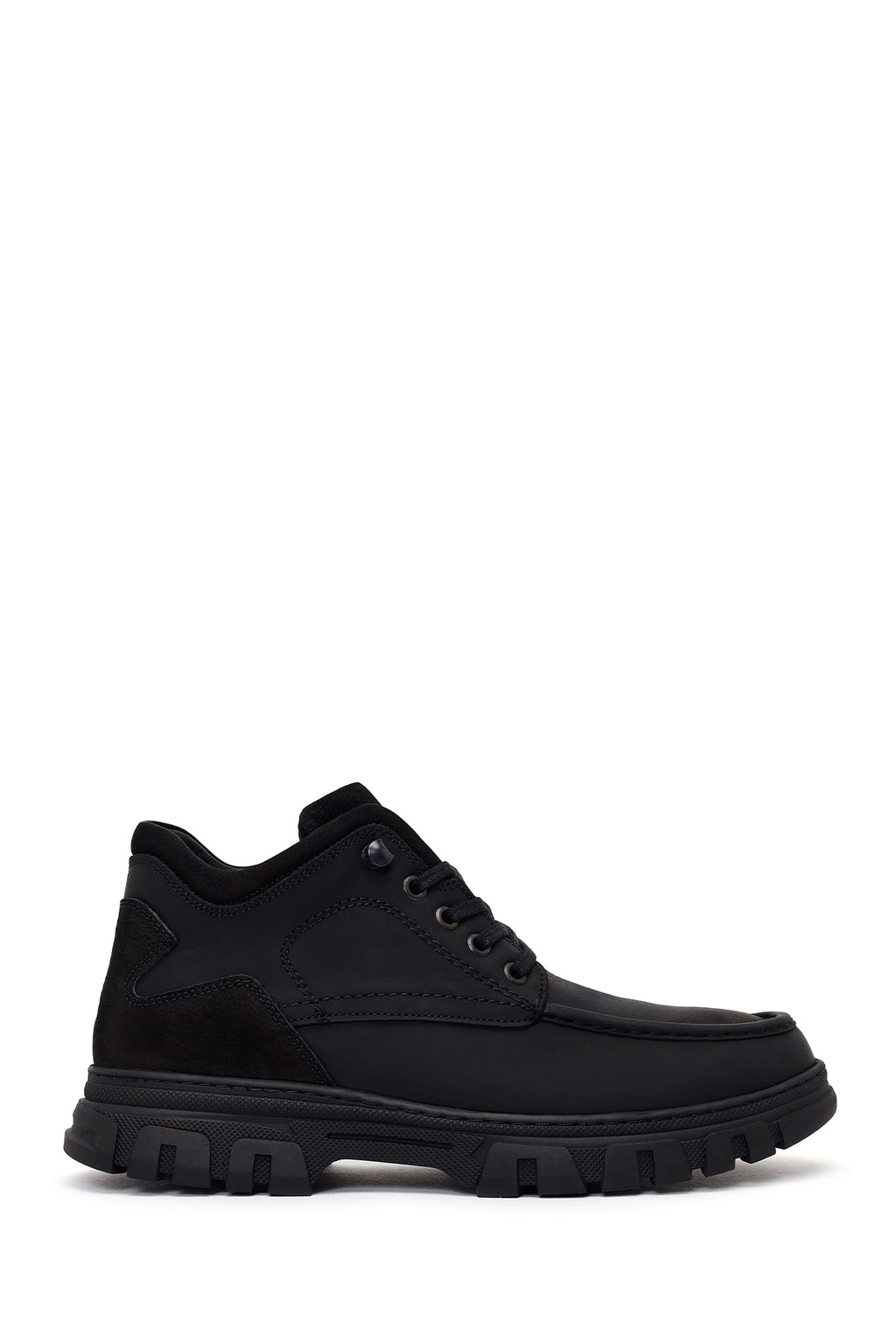 Erkek Siyah Bağcıklı Kalın Tabanlı Nubuk Deri Casual Bot