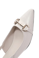Women's Cream Open-Back Buckle Ballet Flats | Derimod