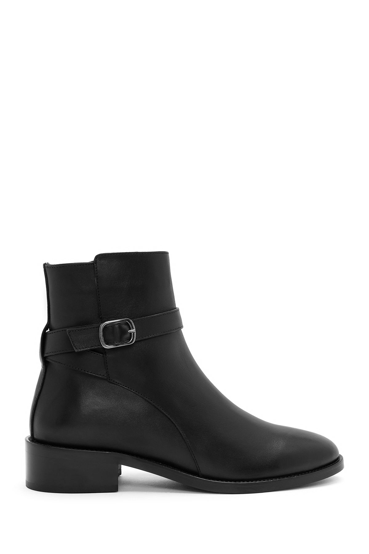 Women's Black Zippered Leather Boots 24WFD151718 | Derimod