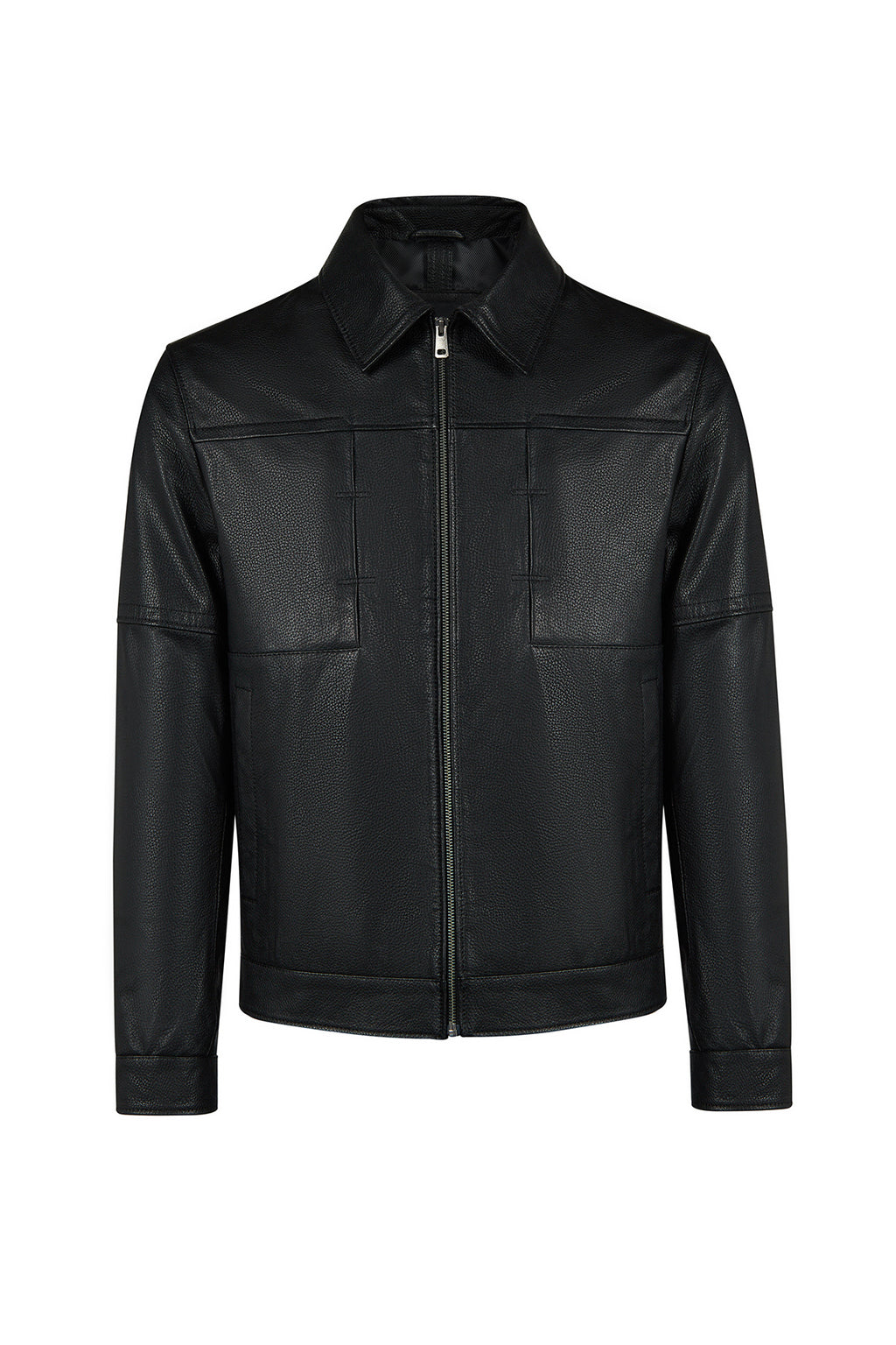 Bastoni Erkek Siyah Gömlek Yaka Deri Ceket