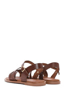 Women's Brown Ankle Strap Flip-Flop Leather Bodrum Sandals | Derimod