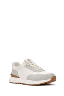 Men's White Lace-up Thick-Sole Leather Casual Sneaker | Derimod