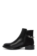 Women's Black Chain Detailed Zipper Boots | Derimod