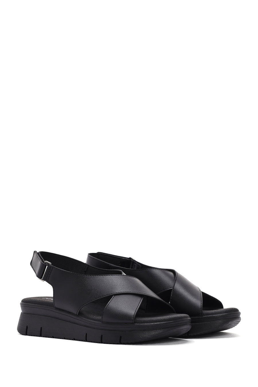 Kadın Siyah Bantlı Comfort Sandalet