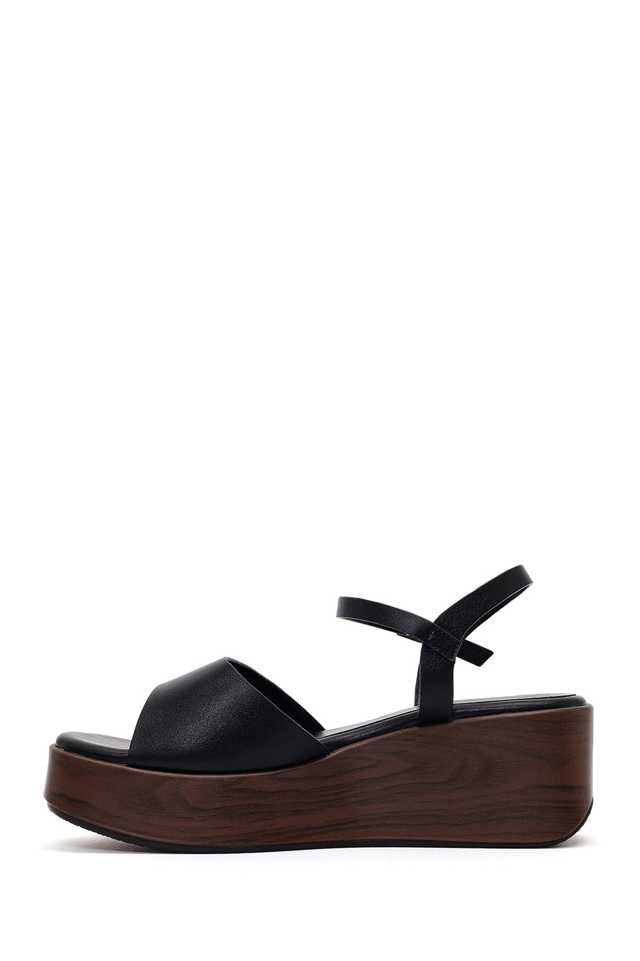 Women's Black Ankle Buckle Platform Sandals