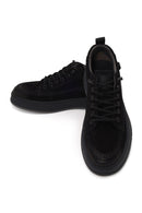 Erkek Siyah Bağcıklı Kalın Tabanlı Nubuk Deri Sneaker | Derimod