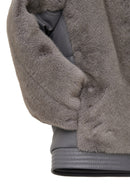 Prague Women's Grey Hooded Teddy Leather Jacket | Derimod