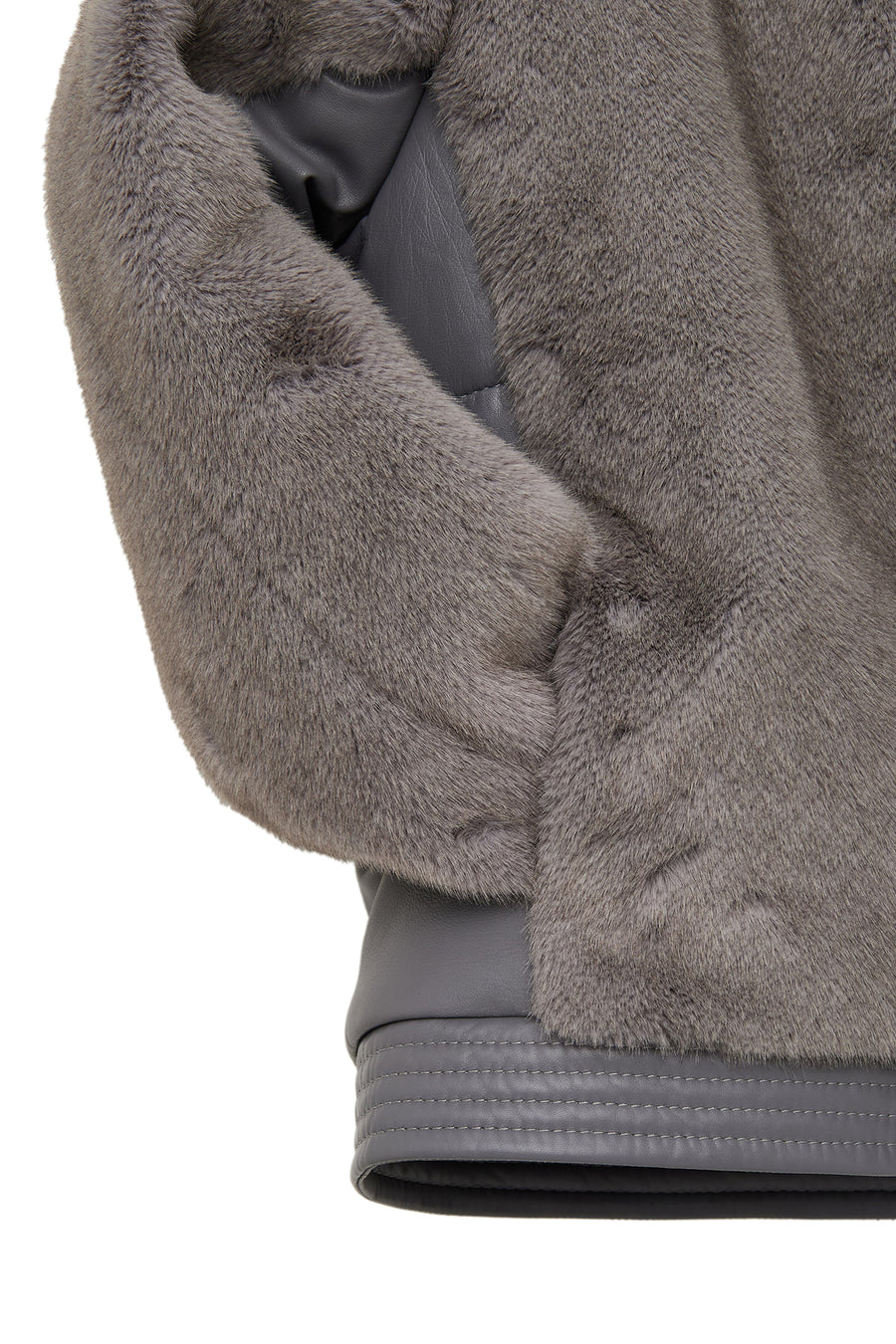 Prague Women's Grey Hooded Teddy Leather Jacket