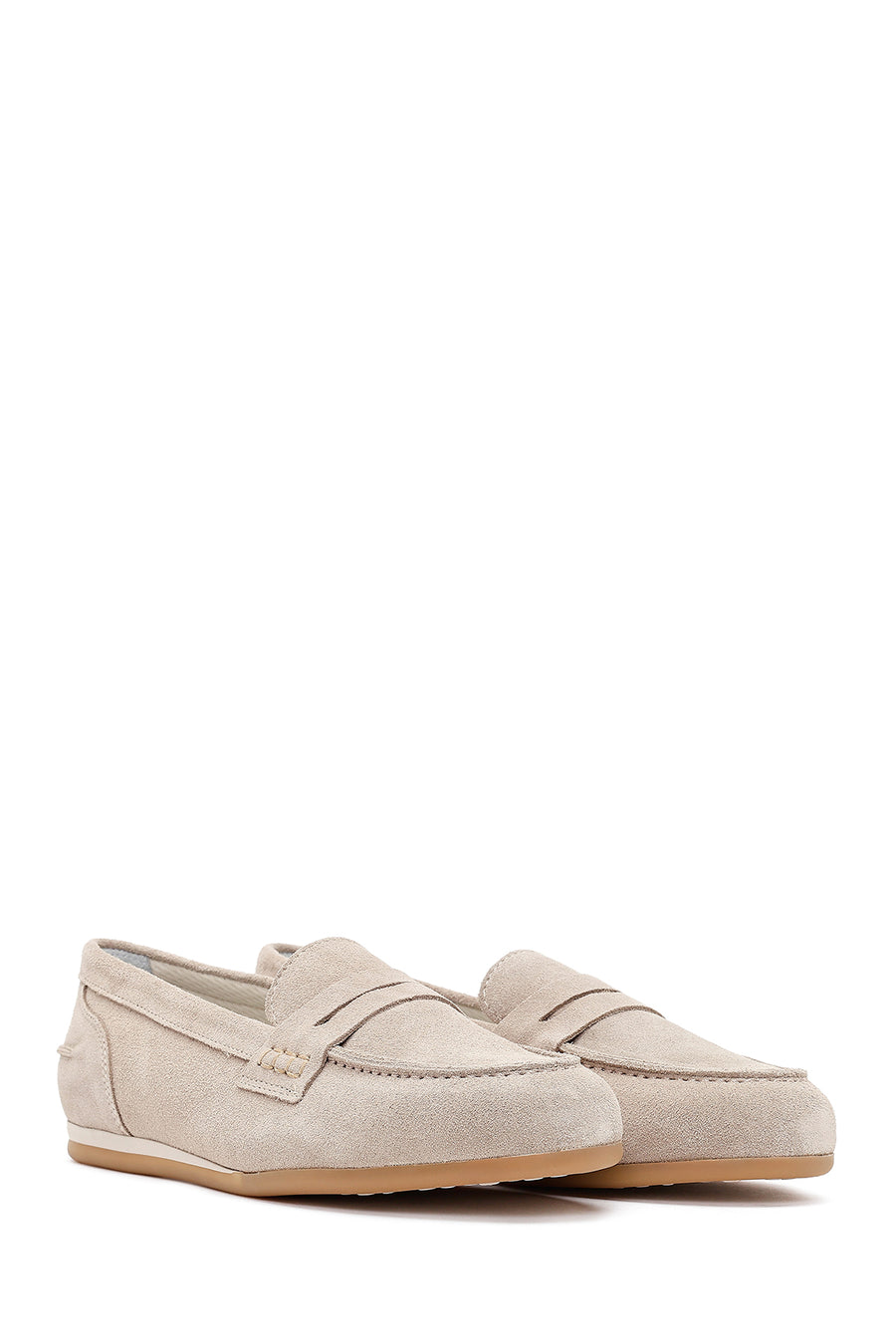 Women's Beige Suede Leather Loafer