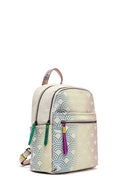 Women's Beige Hologram Patterned Backpack | Derimod