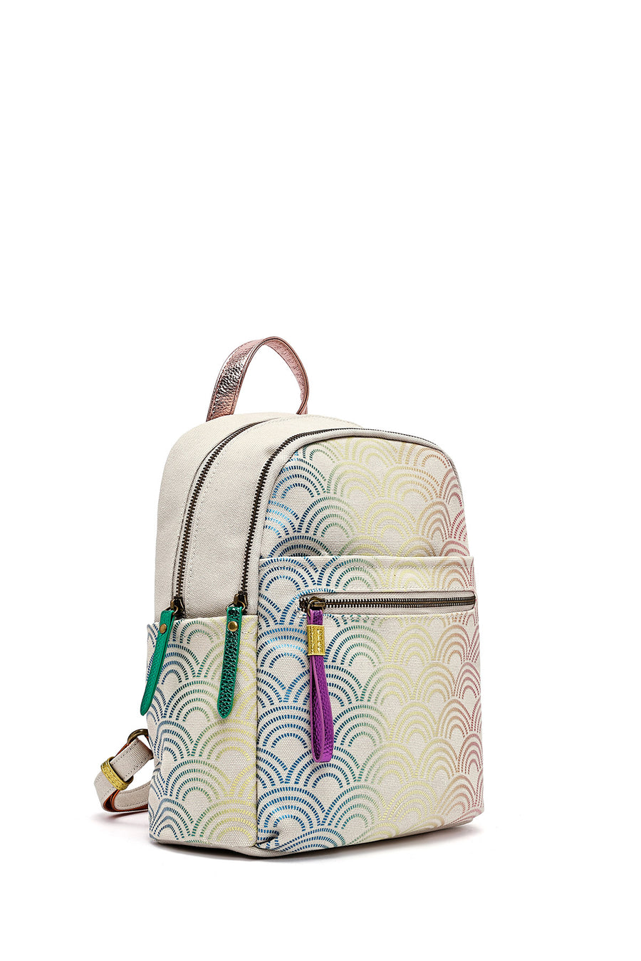 Women's Beige Hologram Patterned Backpack