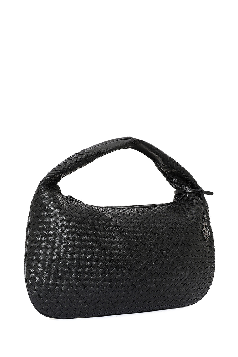 Women's Black Braided Shoulder Bag