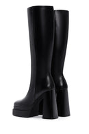 Women's Black Leather Platform High Heel Boots | Derimod