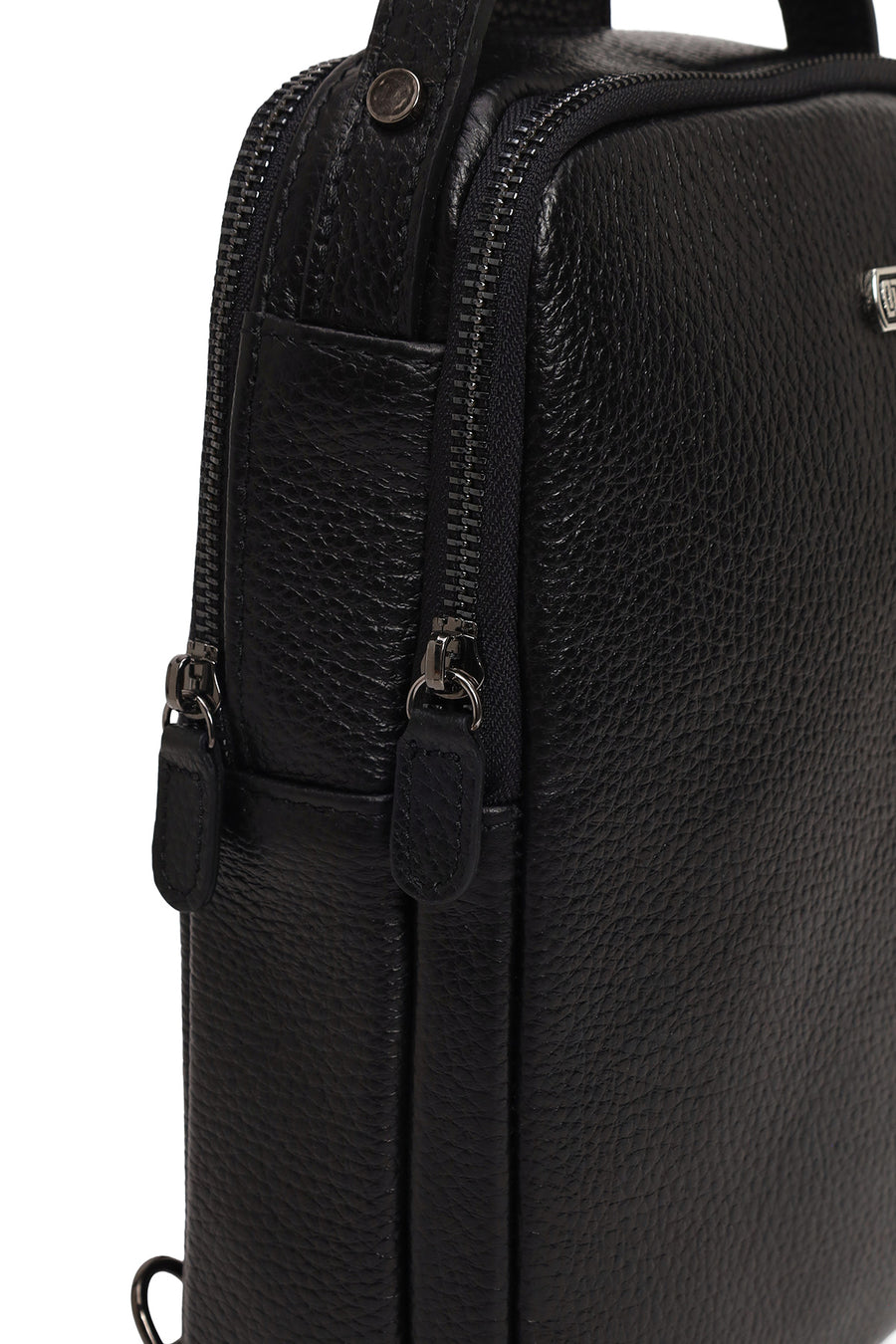 Male Black Leather Mini Crossbody Bag