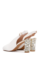 Women's White Thick Heeled Sandals | Derimod