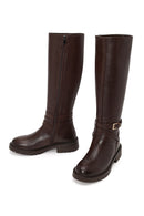Woman Brown Zip Closure Leather Boots | Derimod