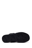 Woman Black Strappy Thick-Soled Leather Comfort Sandal | Derimod