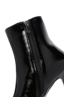 Women's Black Patent Leather Thin Heeled Boots | Derimod