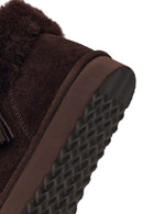 Woman Brown Embellished Suede Teddy Boots | Derimod