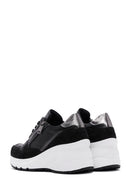 Women's Black Leather Thick Soled Sneaker | Derimod