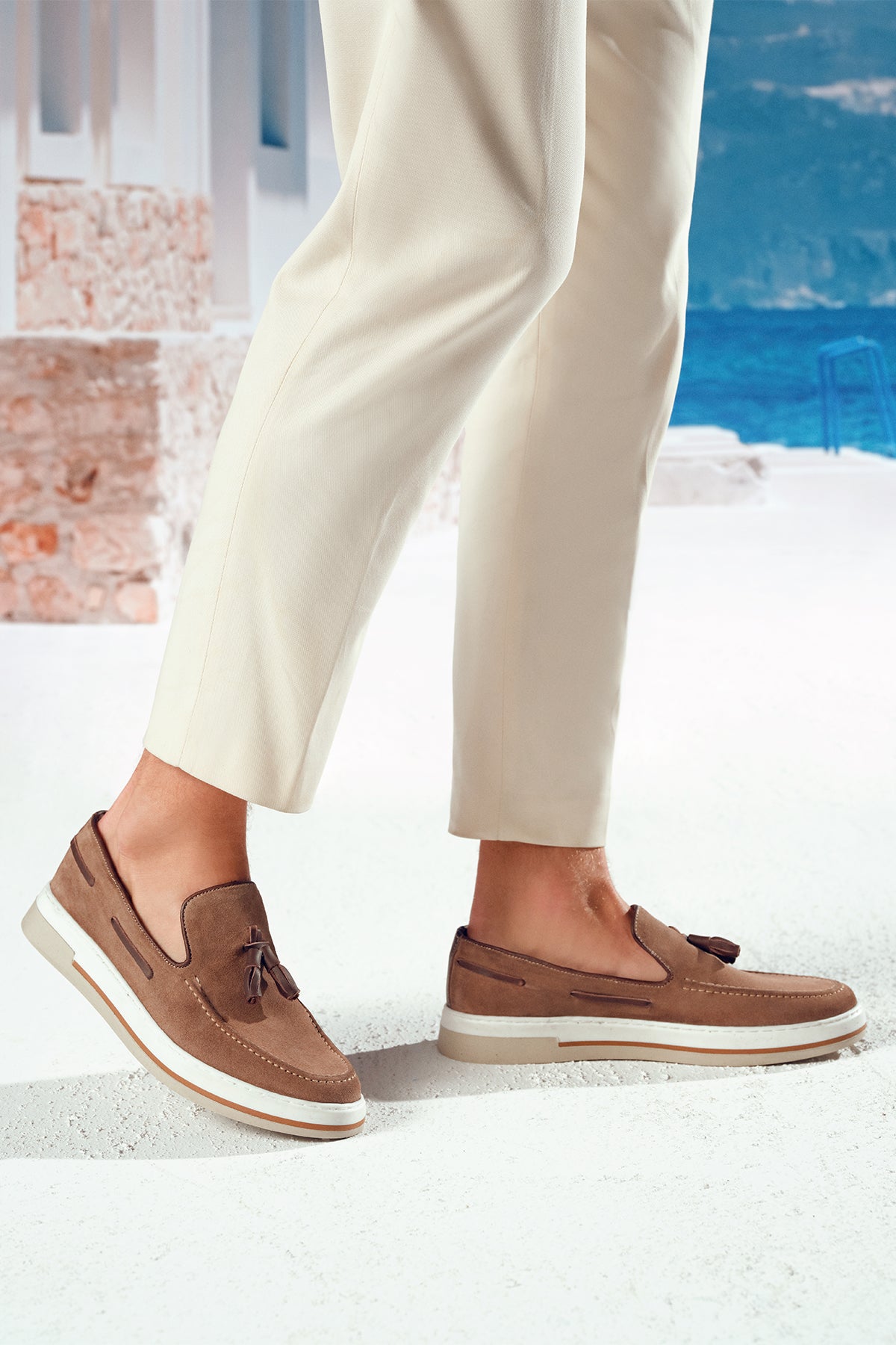 Erkek Vizon Süet Deri Casual Loafer