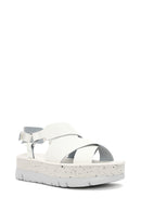 Camper Women's White Oruga Up Thick Soled Leather Sandals | Derimod