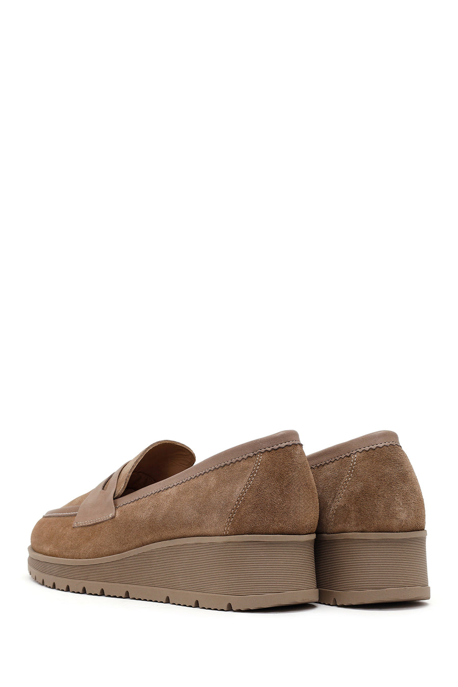 Woman Mink Wedge Heel Suede Comfort Loafer