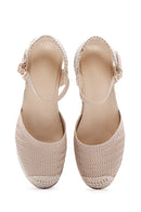 Women's Beige Ankle Strap Wedge Heeled Espadrille | Derimod