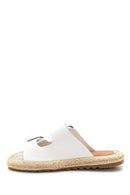 Women's White Wicker Espadrille Slippers | Derimod