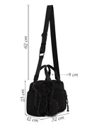 Woman Black Long-Strap Accessory-Detail Fabric Shoulder Bag | Derimod