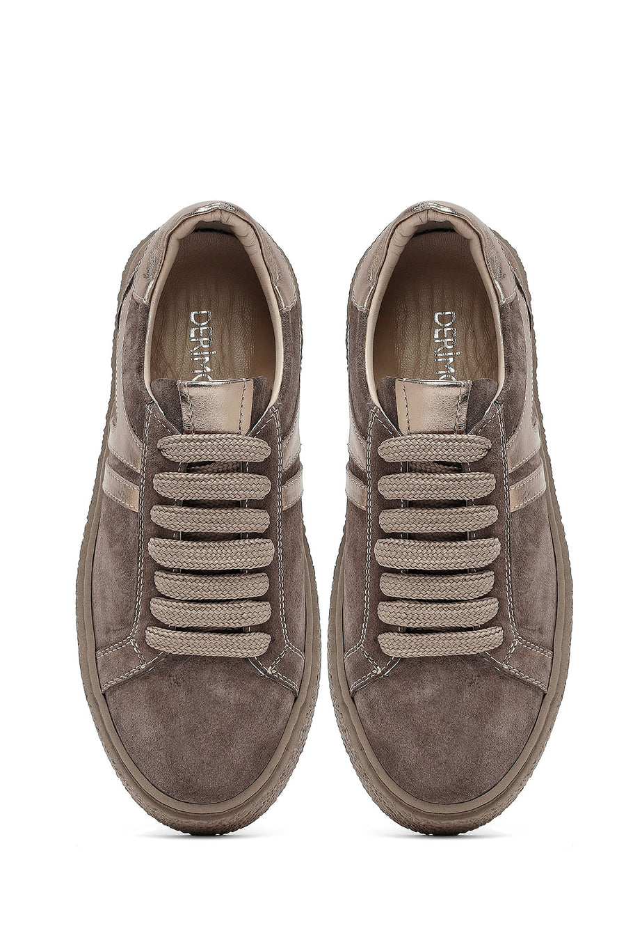 Woman Mink Lace-Up Suede Leather Sneaker