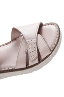 Women's Beige Leather Comfort Sandals | Derimod