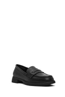 Women's Black Leather Masculine Loafer | Derimod