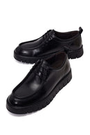 Male Black Lace-Up Thick-Soled Leather Casual Shoes | Derimod