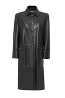 Stella Women's Black Regular Leather Trench Coat | Derimod