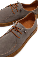 Women's Grey Lace-up Suede Leather Comfort Shoes | Derimod