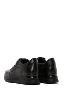 Women's Black Thick Sole Leather Casual Sneaker | Derimod