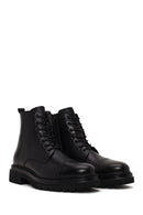 Male Black Lace-up Zip Closure Leather Casual Boots | Derimod