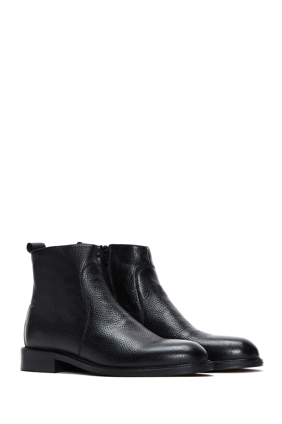 Male Black Zip Closure Leather Casual Boots