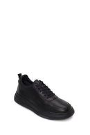 Erkek Siyah Bağcıklı Kalın Tabanlı Deri Sneaker | Derimod