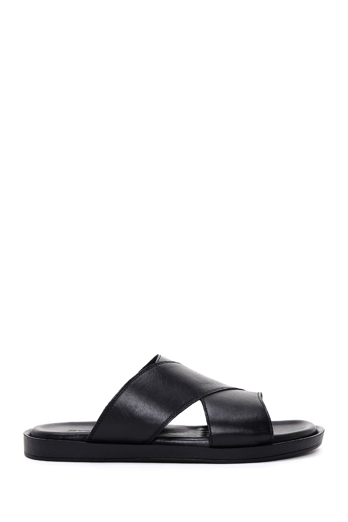 Men's Black Leather Slippers 25SFD625118 | Derimod