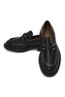 Men's Black Buckled Thick-Soled Leather Loafer | Derimod